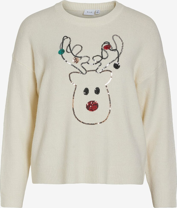 Julegenser viHolly L/S O-neck Christmas Knit - Hvit