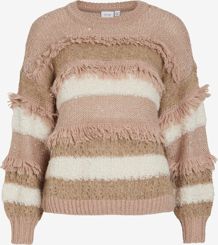 Genser viTuri O-neck L/S Sequin Knit Top - Beige