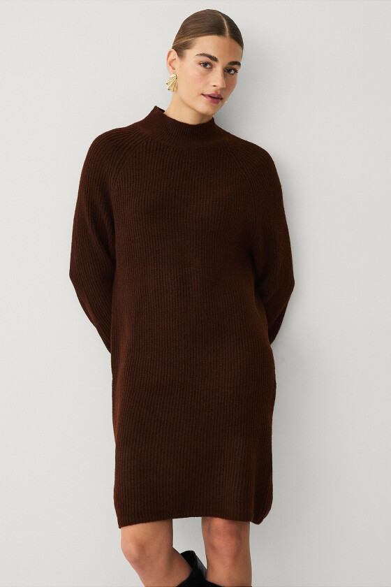 Kjole viTysla High Neck L/s Knit Dress - Brun