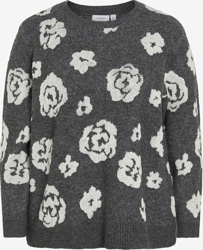 Genser viSiya O-neck L/S Jaquard Knit Top - Grå