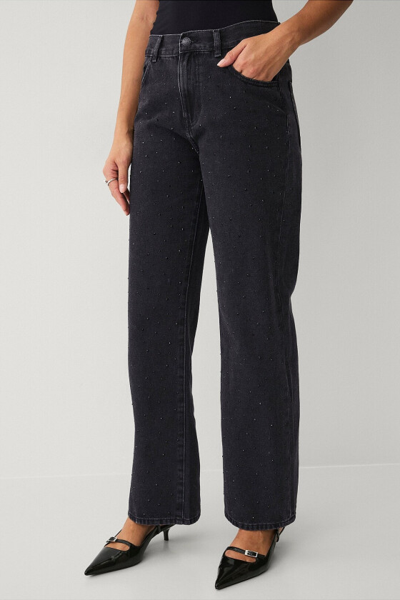 Jeans Rhinestone - Svart
