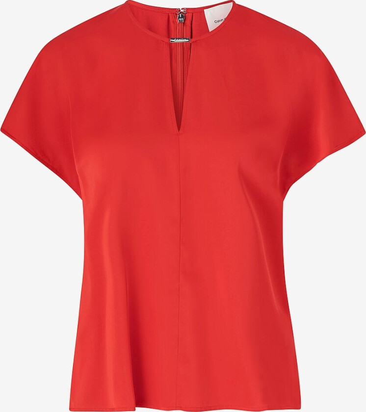Topp Drapey Satin SS Metal Blouse - Rød