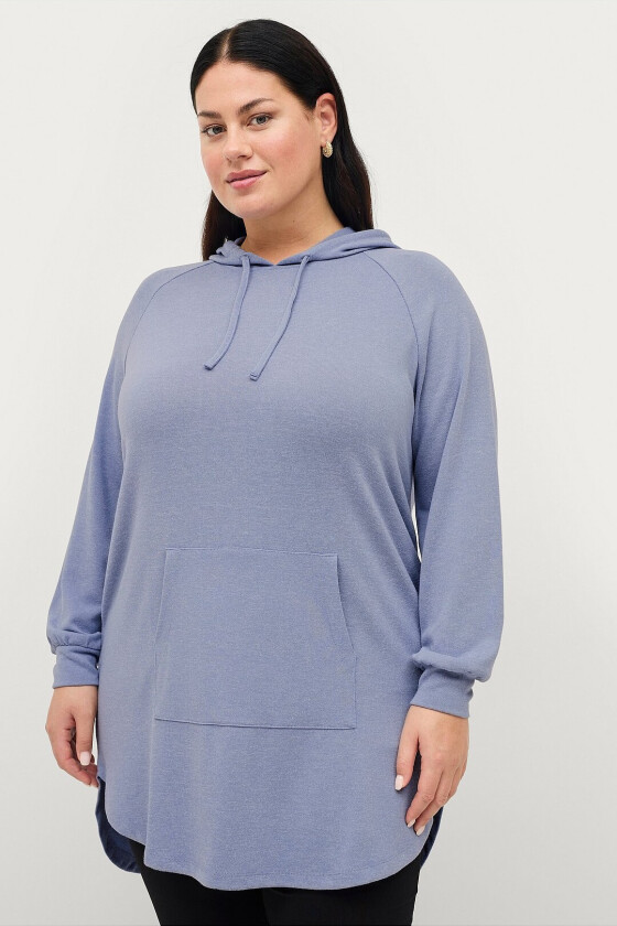 Genser-tunika med hette - Blå