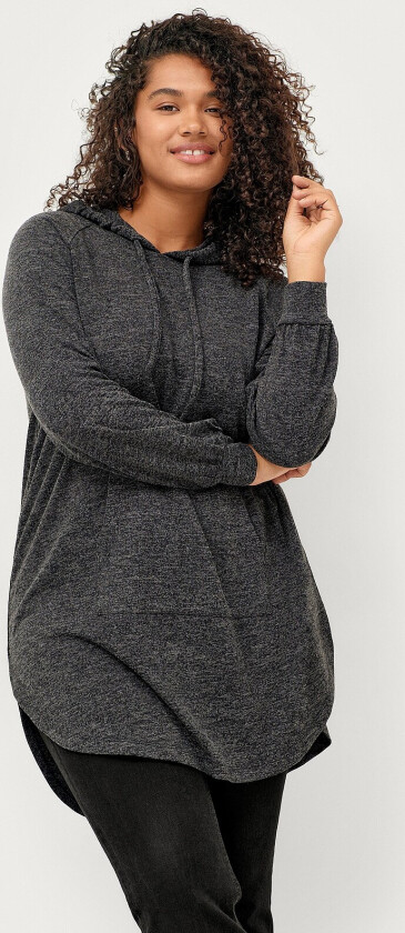 Genser-tunika med hette - Svart