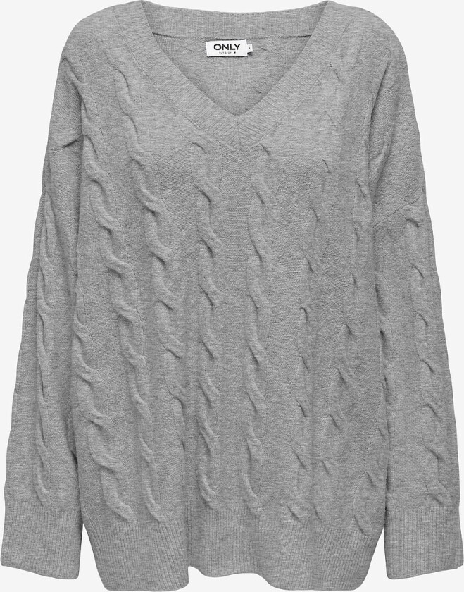 Genser onlJeanett Life L/S Cable V-neck CC - Grå