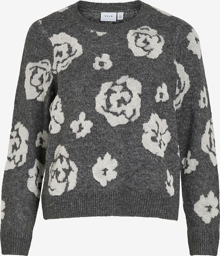 Genser viSiya O-neck L/S Jaquard Knit Top - Grå