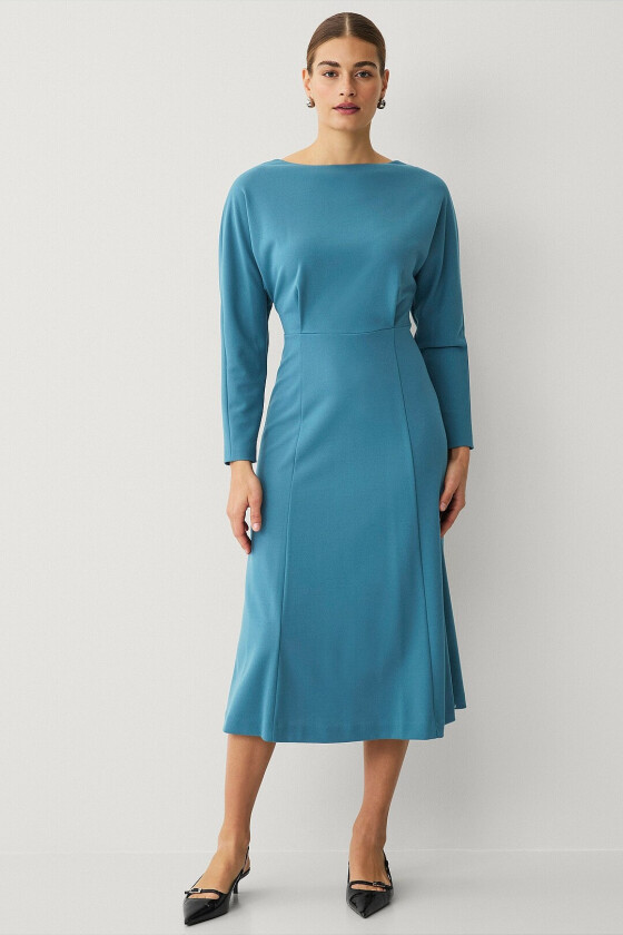 Kjole Scuba Crepe LS Midi Dress - Grønn