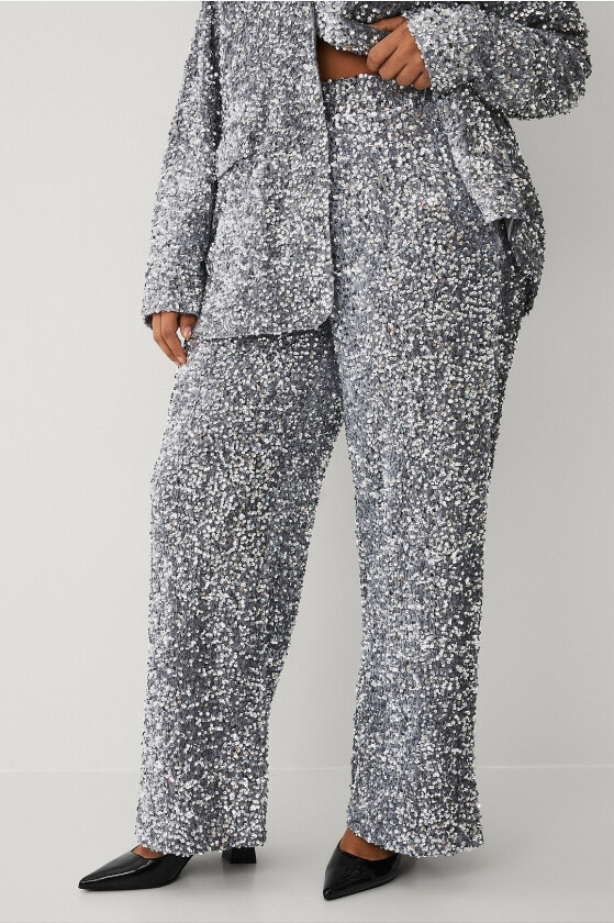 Paljettbukse mPinca Pants - Sølv