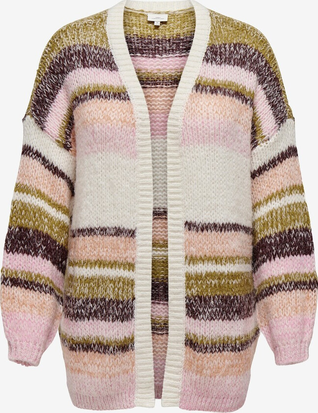 Kardigan carAlyssa L/s Life Stripe Card Knt - Hvit