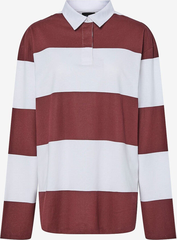 Topp pcFrida LS Oversize Polo Jrs D2d FS - Rød