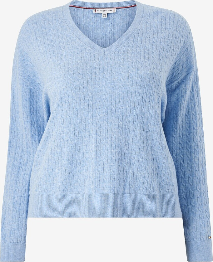 Genser Crv Mini Cable LS V-Nk Swt - Blå