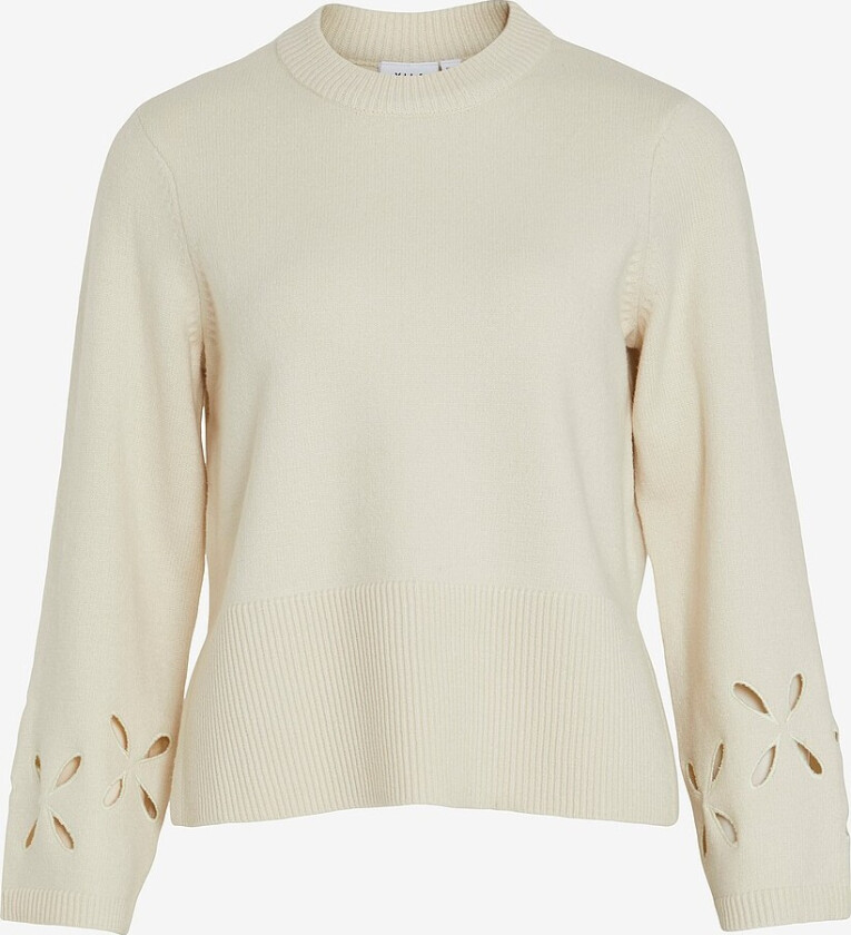 Genser viAura L/S Embroidery Knit - Beige