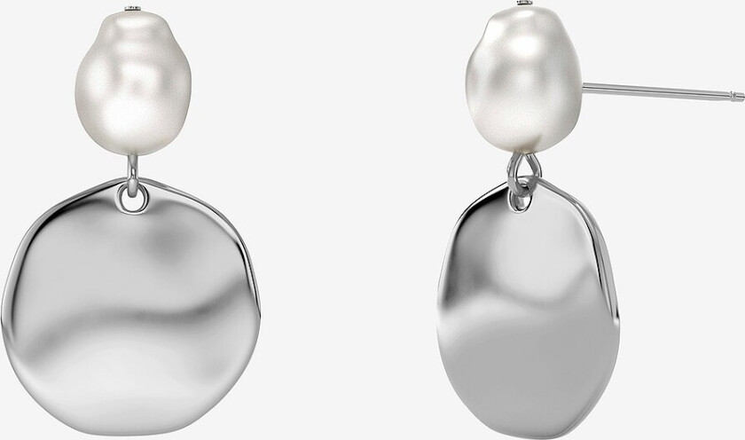 Øreringen Pearl Signet Steel - Sølv