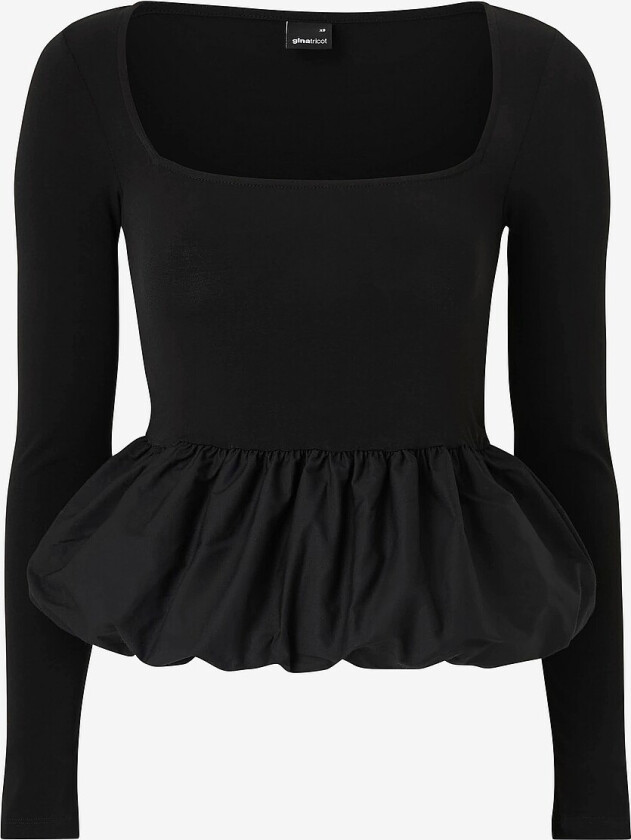 Topp Peplum Top - Svart