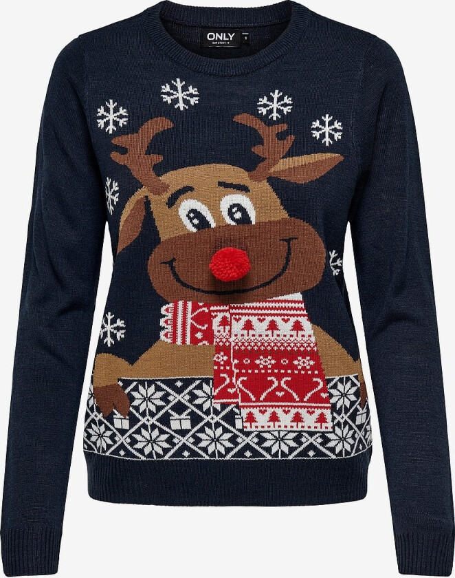 Julegenser onlXmas LS O-neck Mix Detail Box KN - Blå