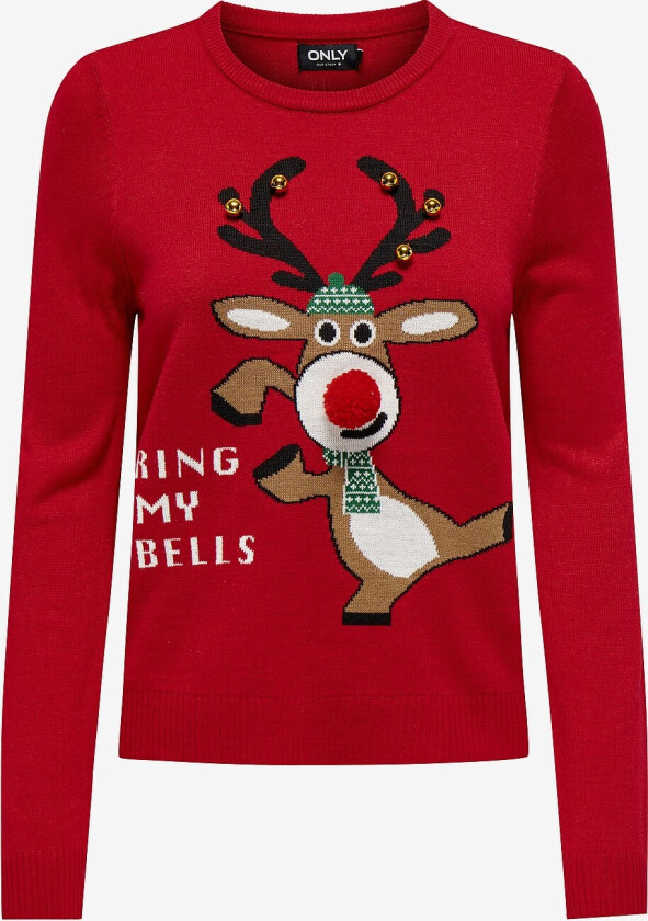 Julegenser onlXmas LS O-neck Mix Detail Box KN - Rød