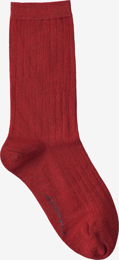 Sokk Rib Glitter - Rød