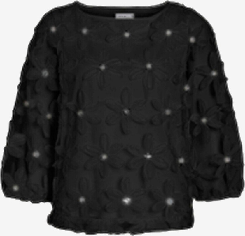 Topp viFlora 3/4 Boatneck Top - Svart