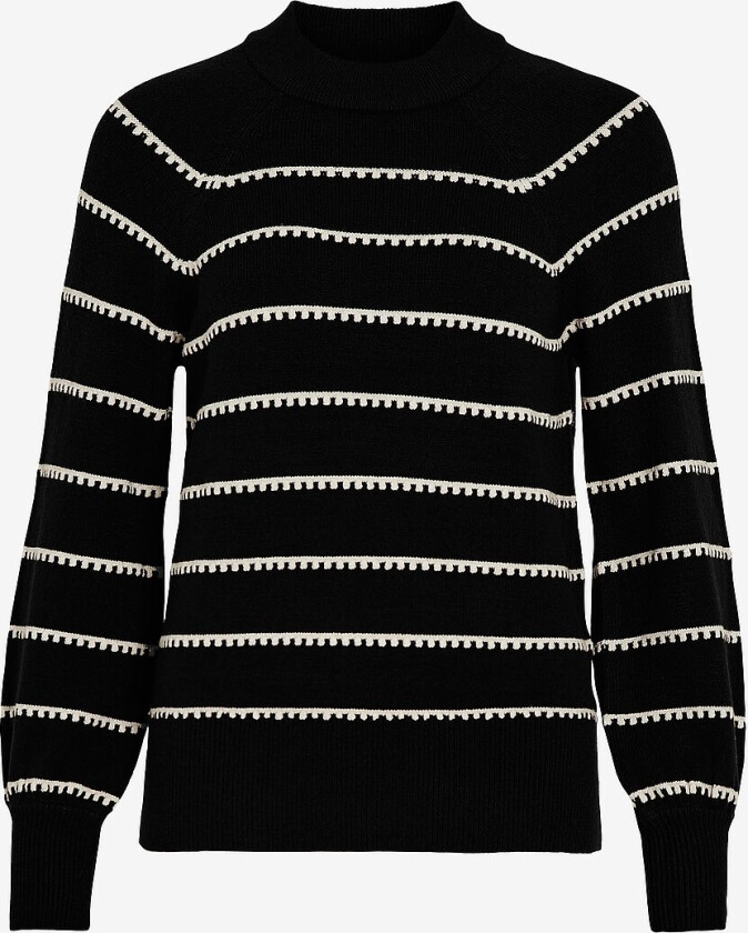 Genser viRil Crew Neck L/S Stripe Knit Top - Svart