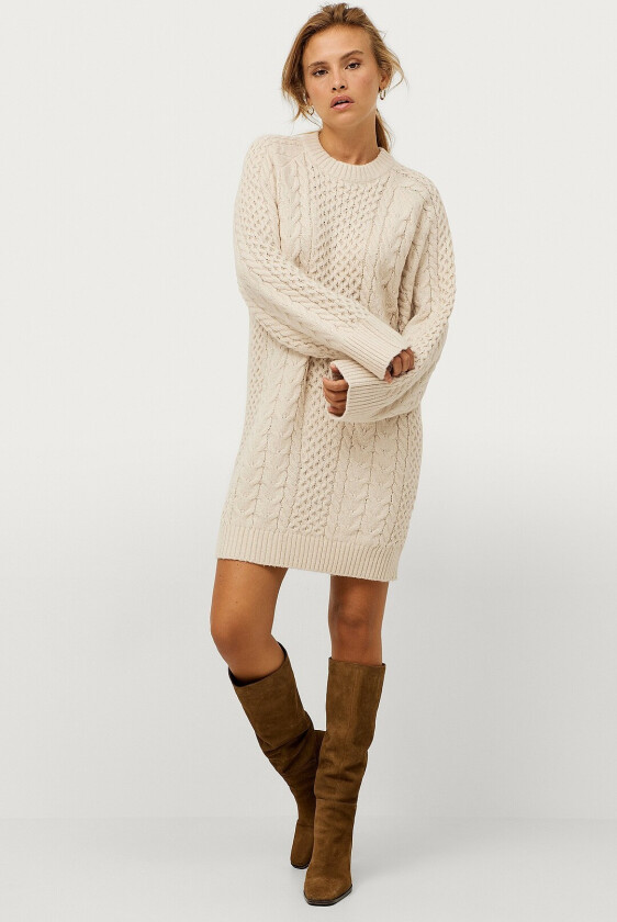 Kjole Carly Cable knitted - Natur