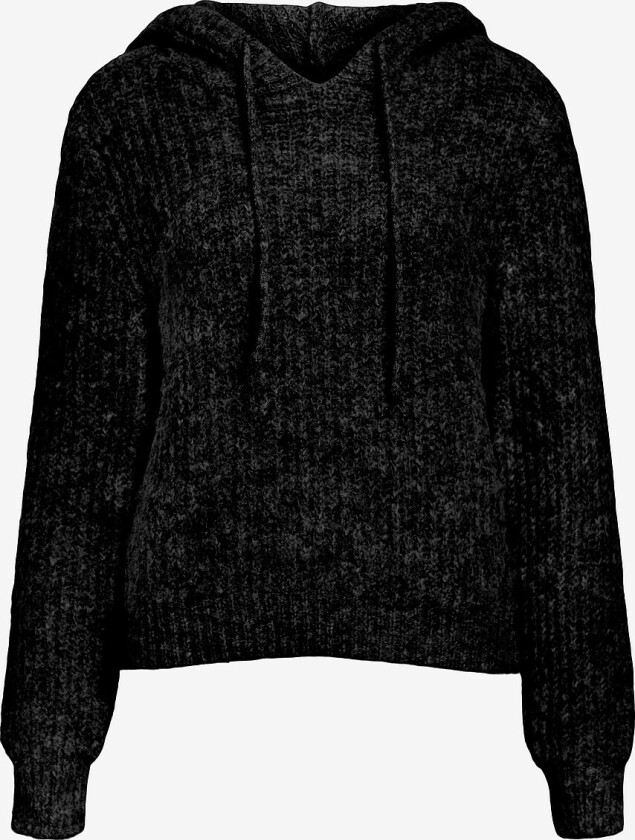 Hettegenser objMilu LS RE Knit Hoodie - Svart