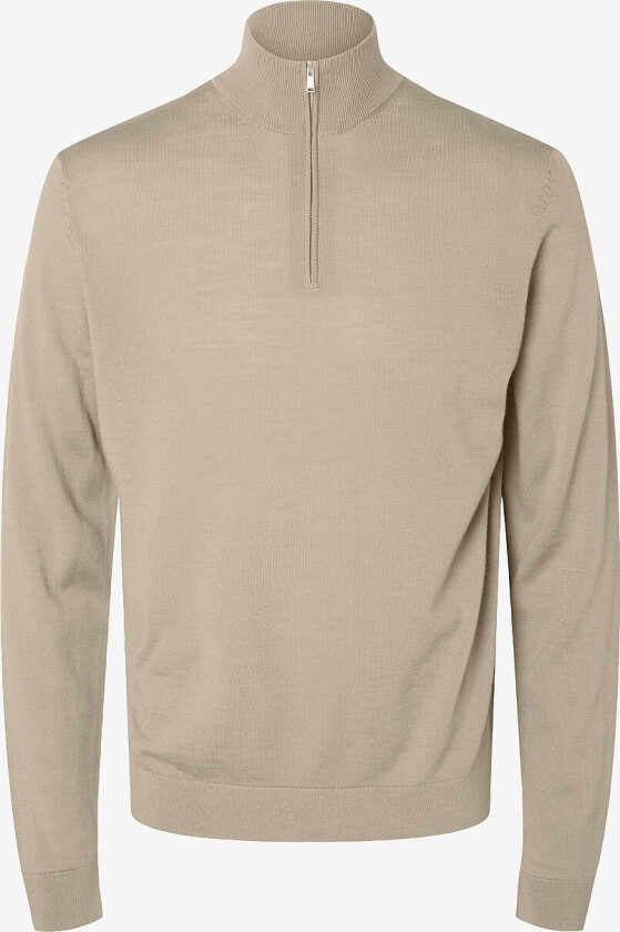 Genser slhTray LS Knit Merino Half Zip - Grønn