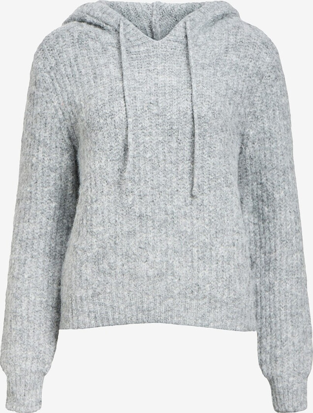 Hettegenser objMilu LS RE Knit Hoodie - Grå