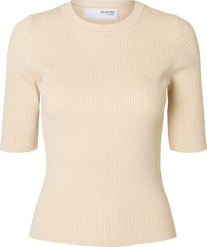 Topp slfMali 2/4 Knit O-neck - Grå