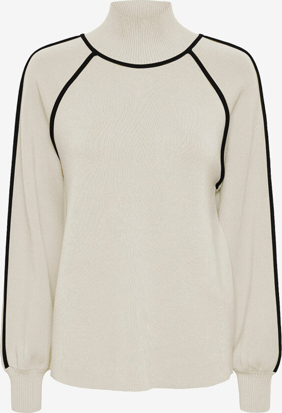 Genser yasCora High Neck LS Knit Pullover - Beige