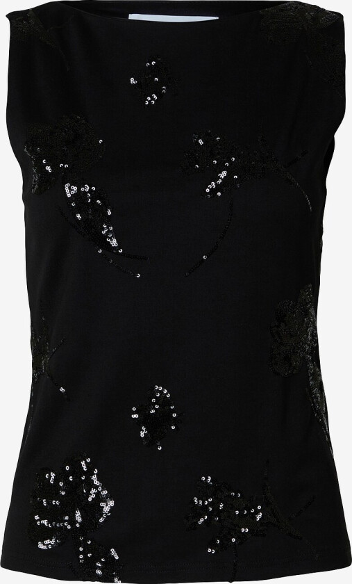 Topp slfMalli SL Applique Top - Svart