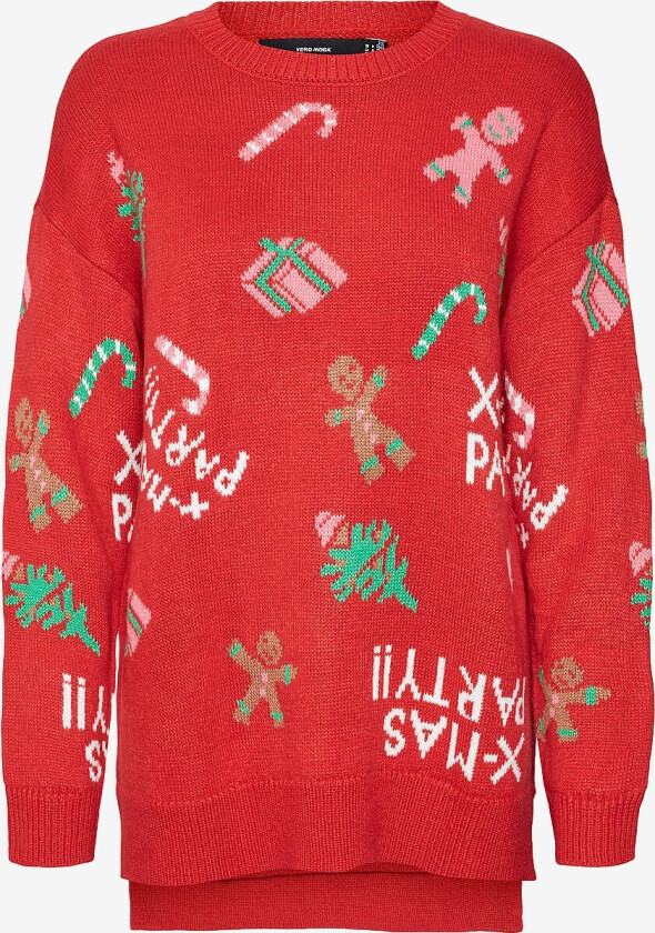 Julegenser vmXmasparty LS H/L O-neck - Rød