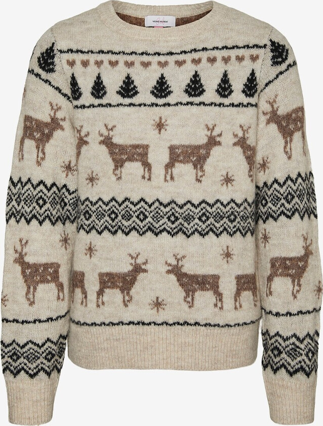 Julegenser vmDeers LS O-neck Pullover - Beige