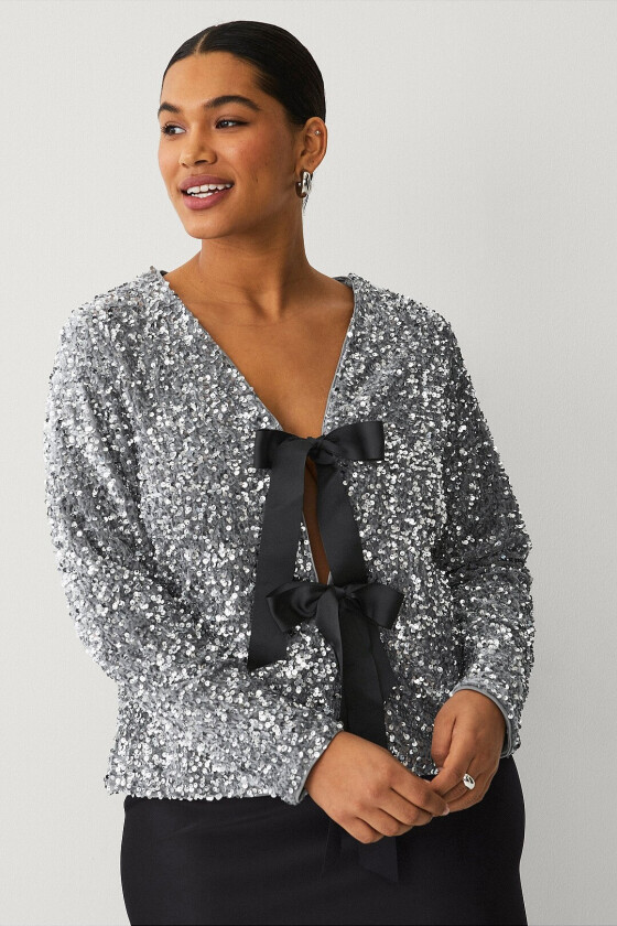 Paljettopp mPinca L/S Blouse - Sølv