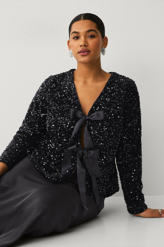 Paljettopp mPinca L/S Blouse - Svart