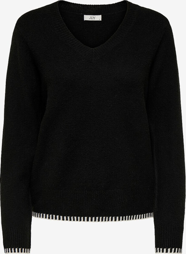 Genser jdySage L/S V-neck Contrast Hem Pul - Svart