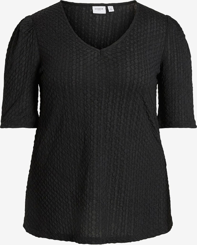 Topp viAnnie V-neck Puff Top Curveur - Noos - Svart