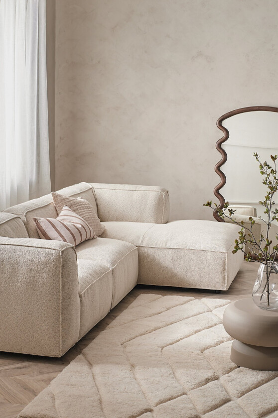 Sofa Bina 3-seter med sjeselong høyre - Beige