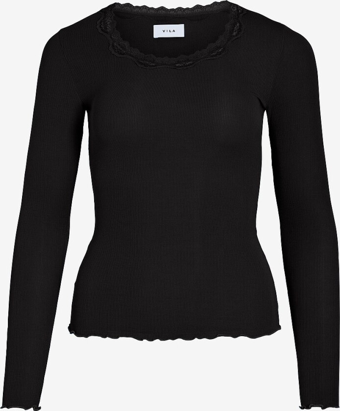 Topp viSia L/s O-neck Top/ka - Svart