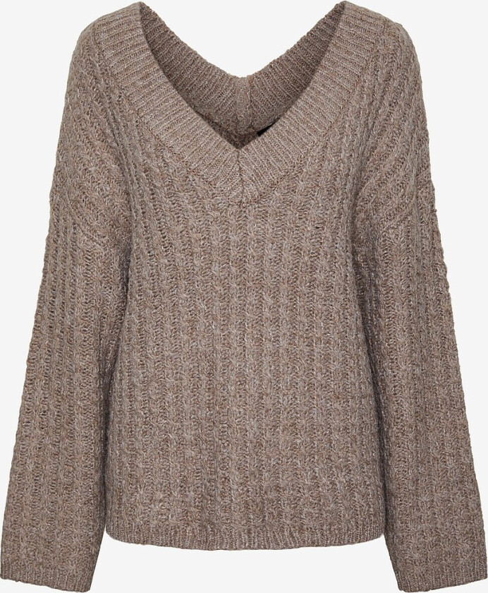 Genser pcNalisa LS Deep V-neck Knit BC - Brun