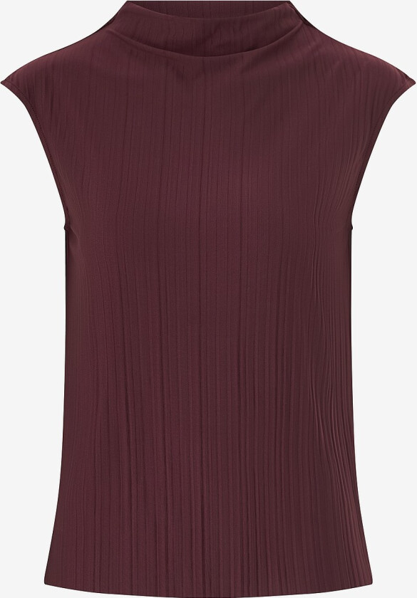 Topp Plisse Funnel Neck Top - Rød