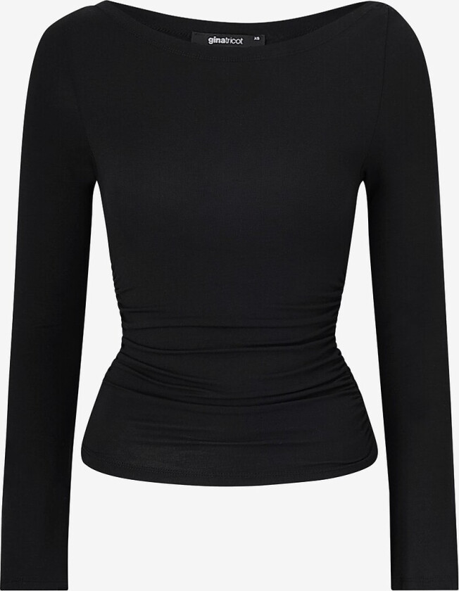 Topp Soft Touch Boatneck Top - Svart