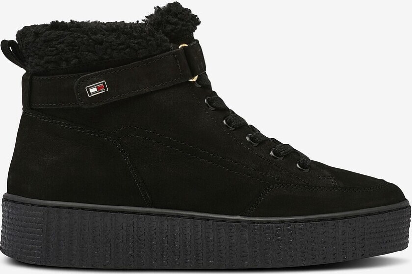 Boots Faux Fur Nubuck Low Lace-up - Svart