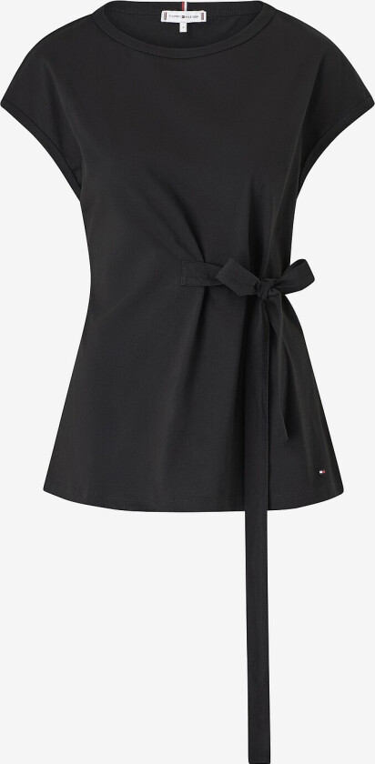 Topp Rouged Wrap Top SS - Svart