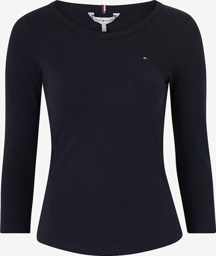 Topp 1985 Slim Slub Open-nk 3/4 Slv - Blå