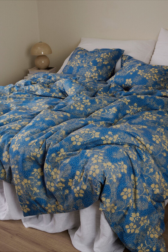 Sengesett Juliette Nature i organisk bomull 2 eller 3 stykker - Blå