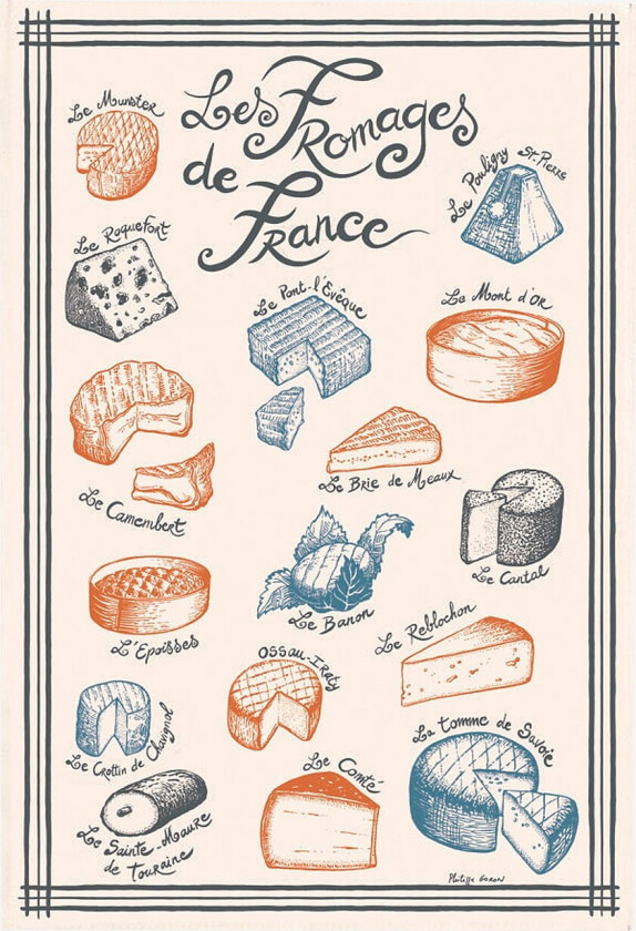 Kjøkkenhåndkle Fromages De France 48 X 72 - Hvit