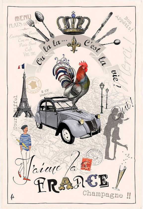 Kjøkkenhåndkle France Panorama 48 X 72 - Hvit