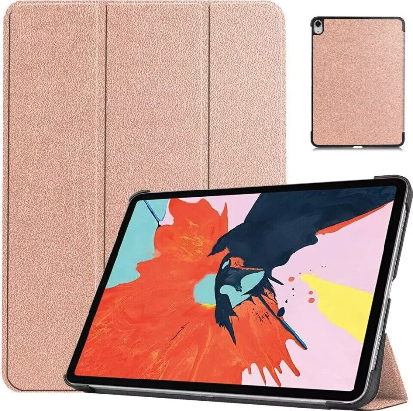 iPad Air (2022/2020) Tri-fold Skinn Flip Deksel med Stylus Pen Holder - Rose Gold
