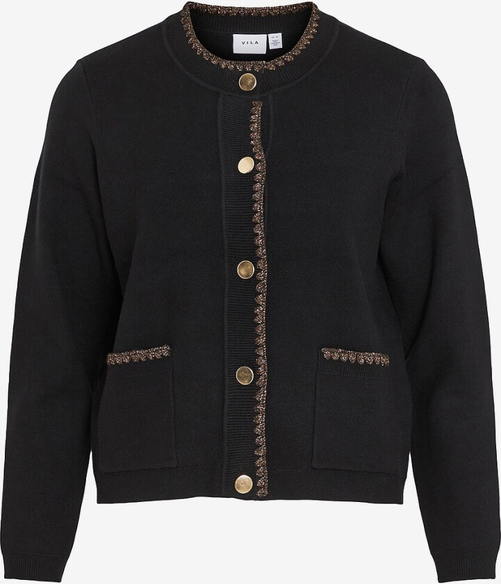 Kardigan viSiwi O-neck L/S Glitter Knit Card - Svart