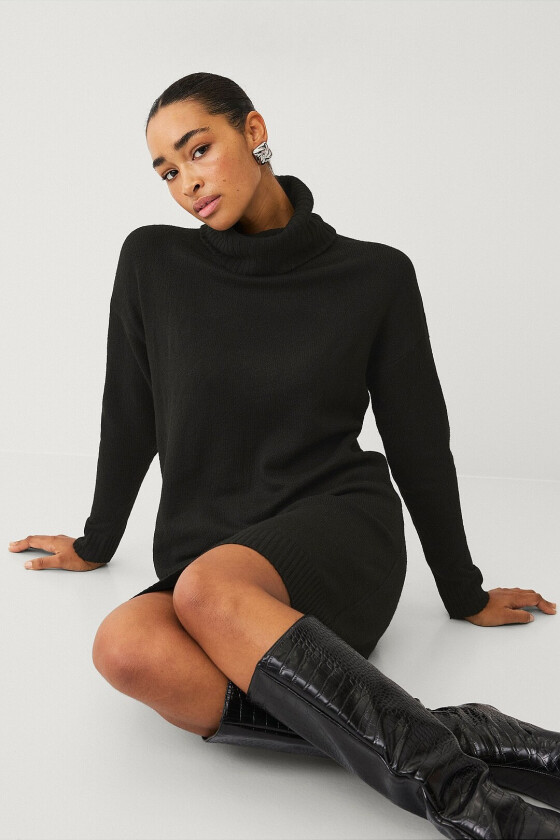 Kjole viHanna Rollneck Knit Dress - Svart